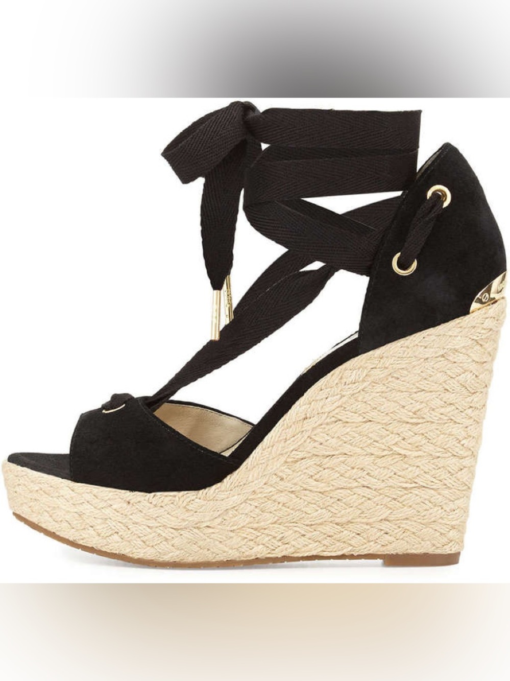MICHAEL Michael Kors Lilah suede Wedge Open Toe Ankle Wrap Espadrilles 6.5 - Picture 2 of 9
